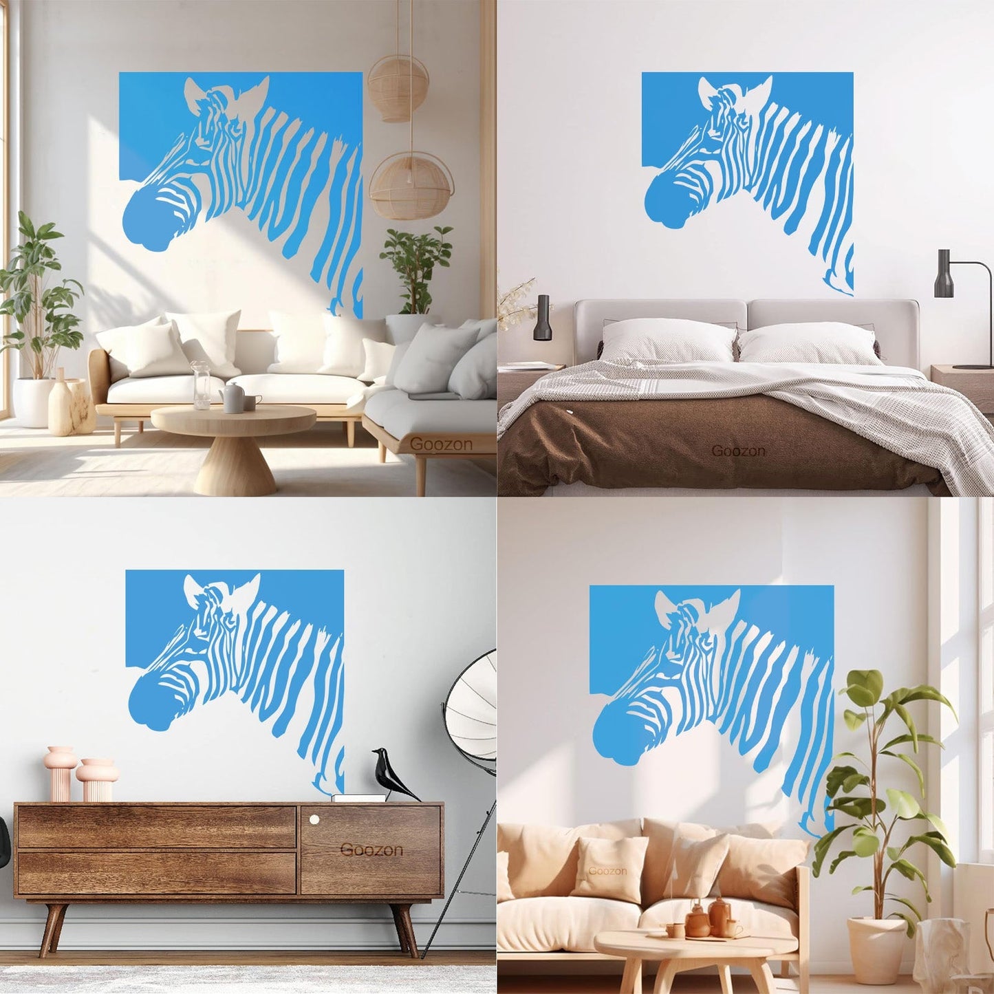 Mural And Wall Vinyl Decal Zebra Animal Modern Style Removable Without Leaving Glue