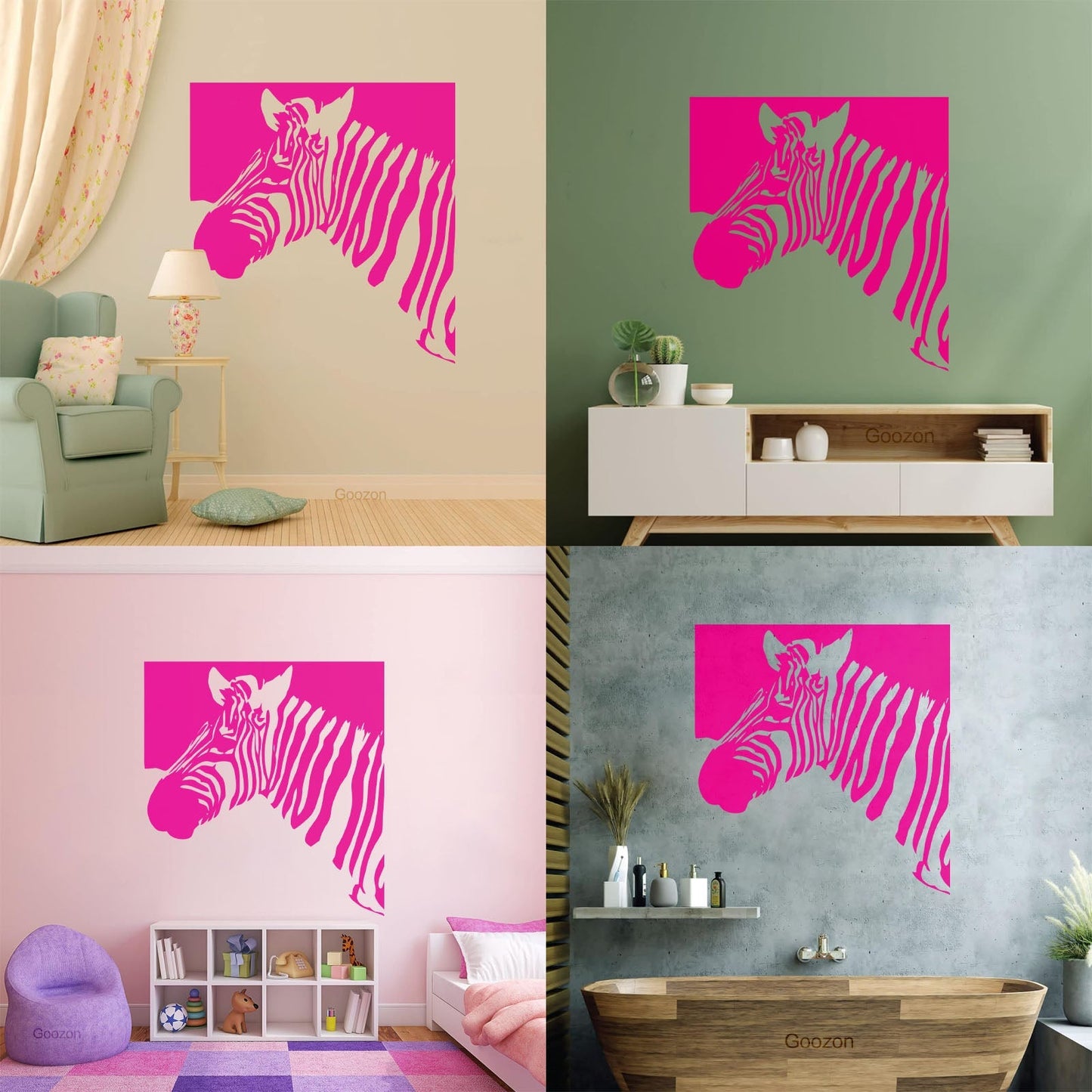 Mural And Wall Vinyl Decal Zebra Animal Modern Style Removable Without Leaving Glue