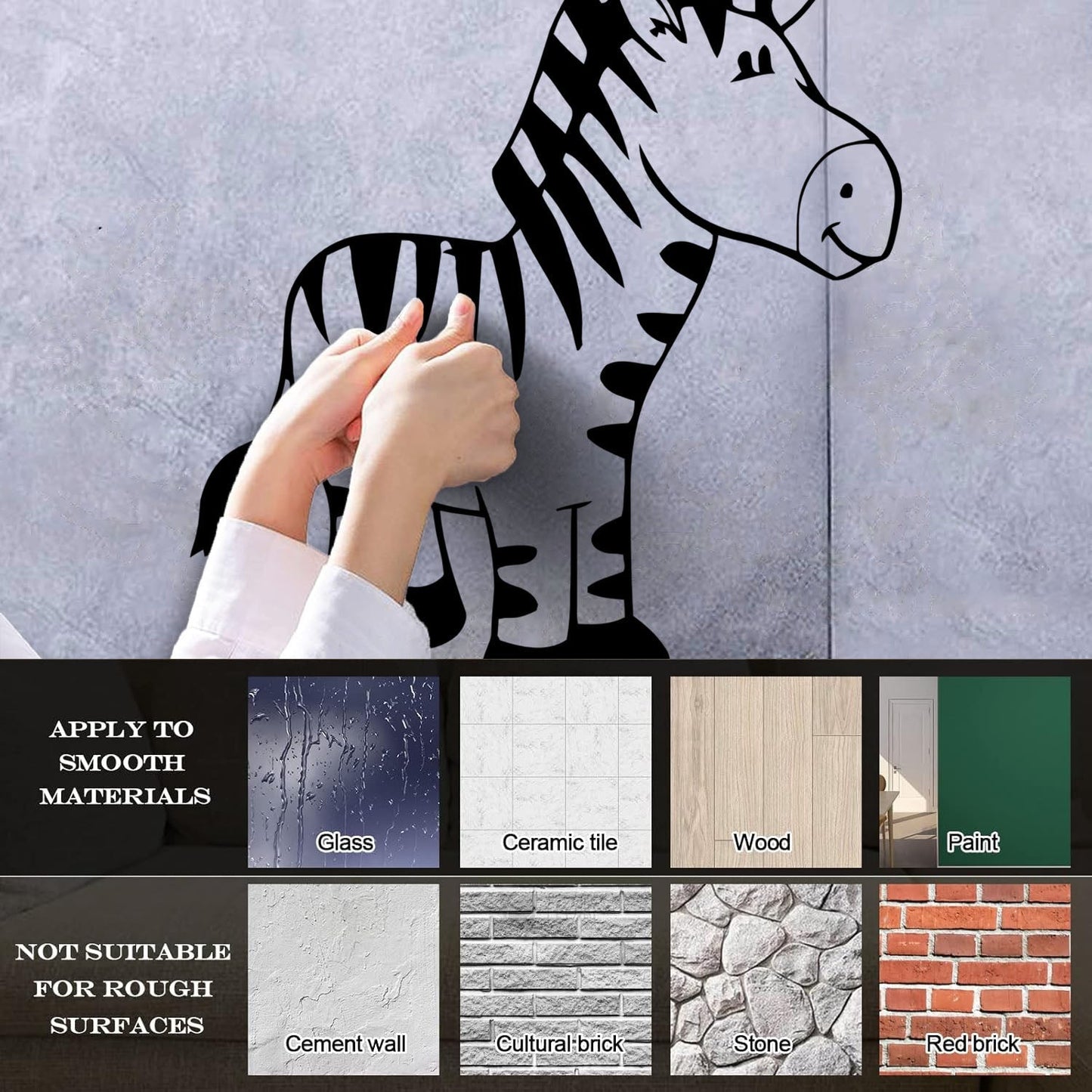 Wall Stickers Paster Paper Zebra Animal Kids Baby Nursery Self Adhesive
