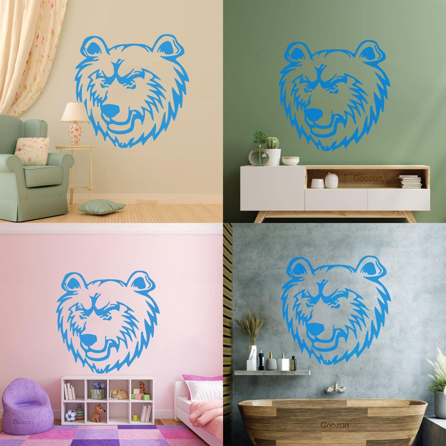 Vinyl Wall Decals Bear Head Predator Animal Car Body Decoration