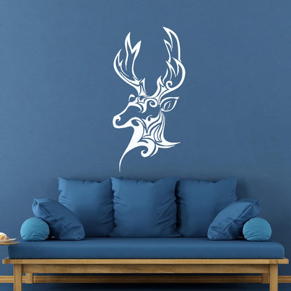 Fine Carving Decals Deer Hunting Trophy Animal Head Patterns Do Not Damage The Wall Surface