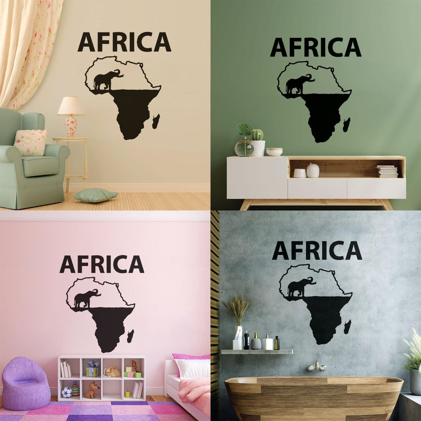Africa Elephant Jungle Wild Animals Home Vinyl Wall Decals Can Modify And Add Information