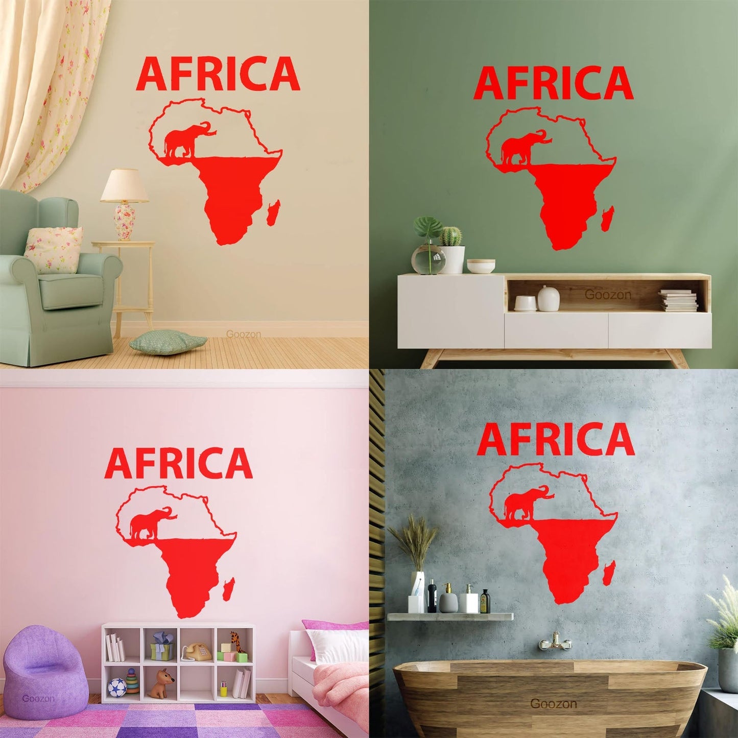 Africa Elephant Jungle Wild Animals Home Vinyl Wall Decals Can Modify And Add Information