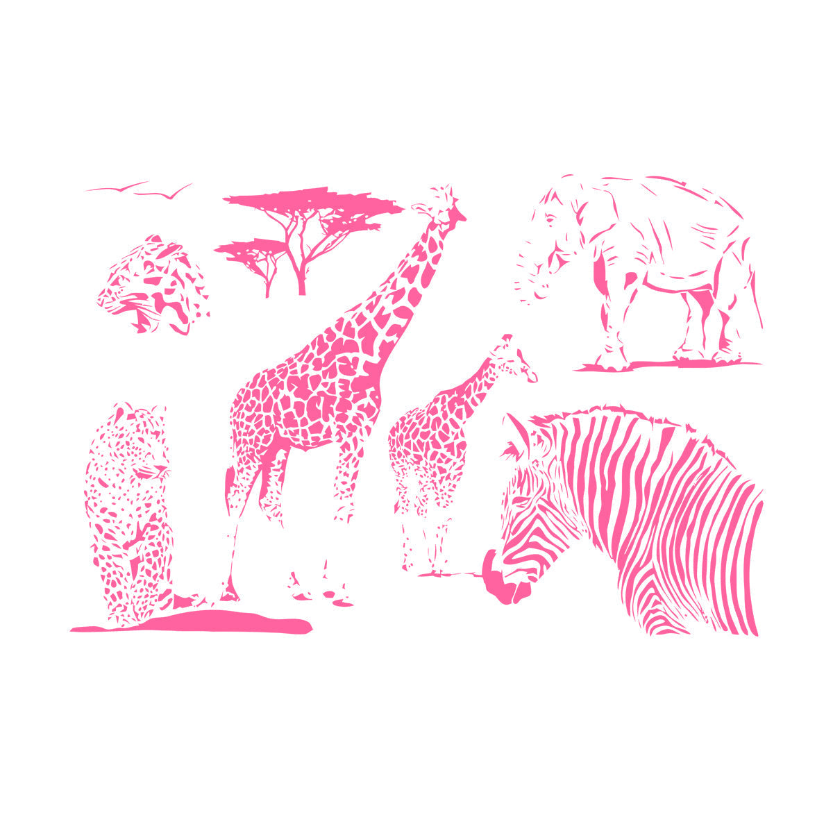 Wall Vinyl Sticker Decor African Animals Giraffe Zebra Tiger Lion Jungle Window Decals