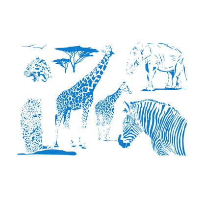 Wall Vinyl Sticker Decor African Animals Giraffe Zebra Tiger Lion Jungle Window Decals