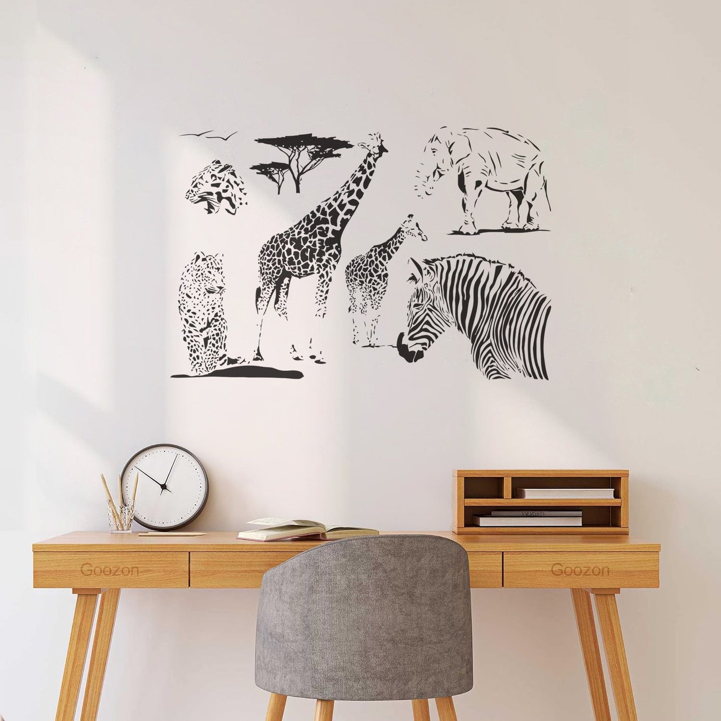 Wall Vinyl Sticker Decor African Animals Giraffe Zebra Tiger Lion Jungle Window Decals