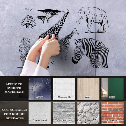 Wall Vinyl Sticker Decor African Animals Giraffe Zebra Tiger Lion Jungle Window Decals