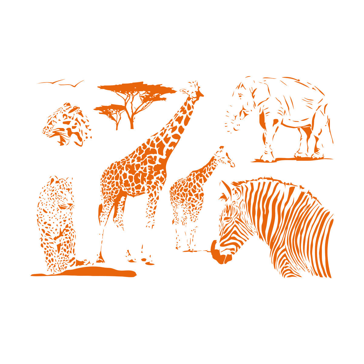 Wall Vinyl Sticker Decor African Animals Giraffe Zebra Tiger Lion Jungle Window Decals