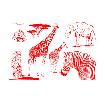 Wall Vinyl Sticker Decor African Animals Giraffe Zebra Tiger Lion Jungle Window Decals