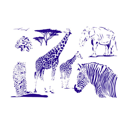 Wall Vinyl Sticker Decor African Animals Giraffe Zebra Tiger Lion Jungle Window Decals