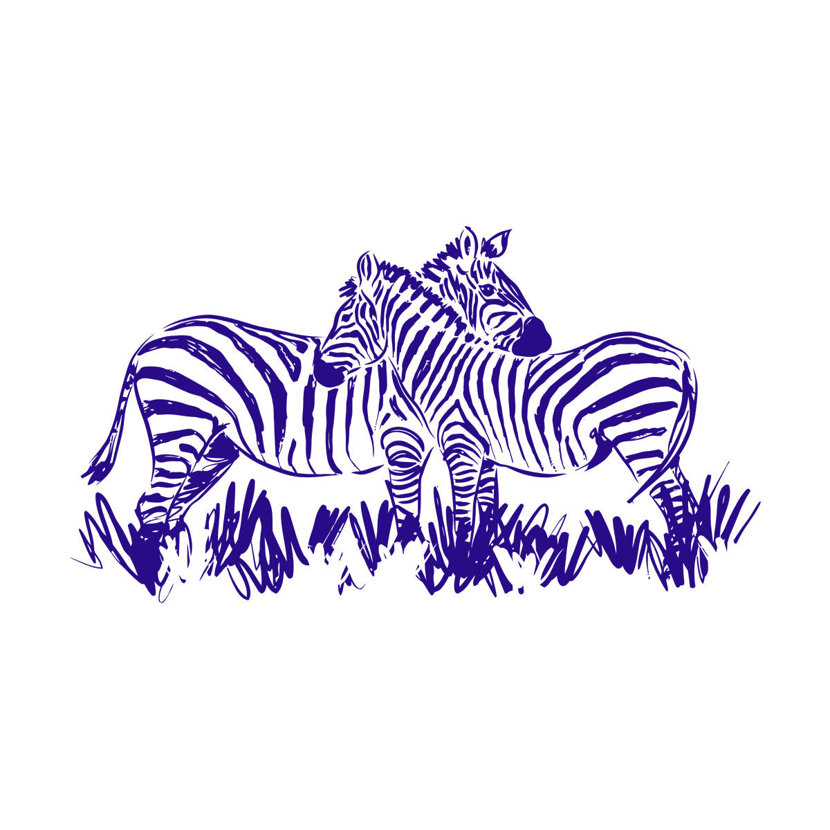 Fine Carving Stickers African Landscape Wild Animals Pair Of Zebras Glass Stickers