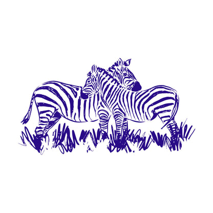 Fine Carving Stickers African Landscape Wild Animals Pair Of Zebras Glass Stickers