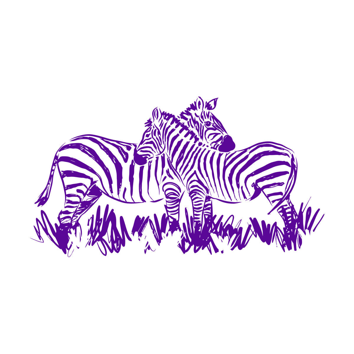 Fine Carving Stickers African Landscape Wild Animals Pair Of Zebras Glass Stickers