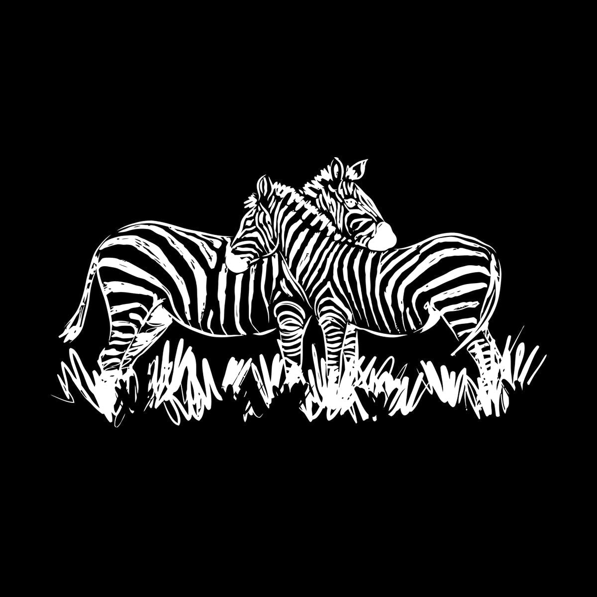 Fine Carving Stickers African Landscape Wild Animals Pair Of Zebras Glass Stickers