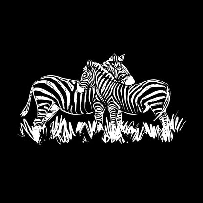 Fine Carving Stickers African Landscape Wild Animals Pair Of Zebras Glass Stickers