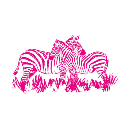Fine Carving Stickers African Landscape Wild Animals Pair Of Zebras Glass Stickers