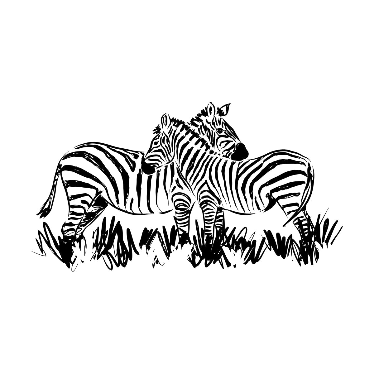 Fine Carving Stickers African Landscape Wild Animals Pair Of Zebras Glass Stickers
