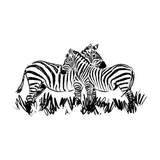 Fine Carving Stickers African Landscape Wild Animals Pair Of Zebras Glass Stickers