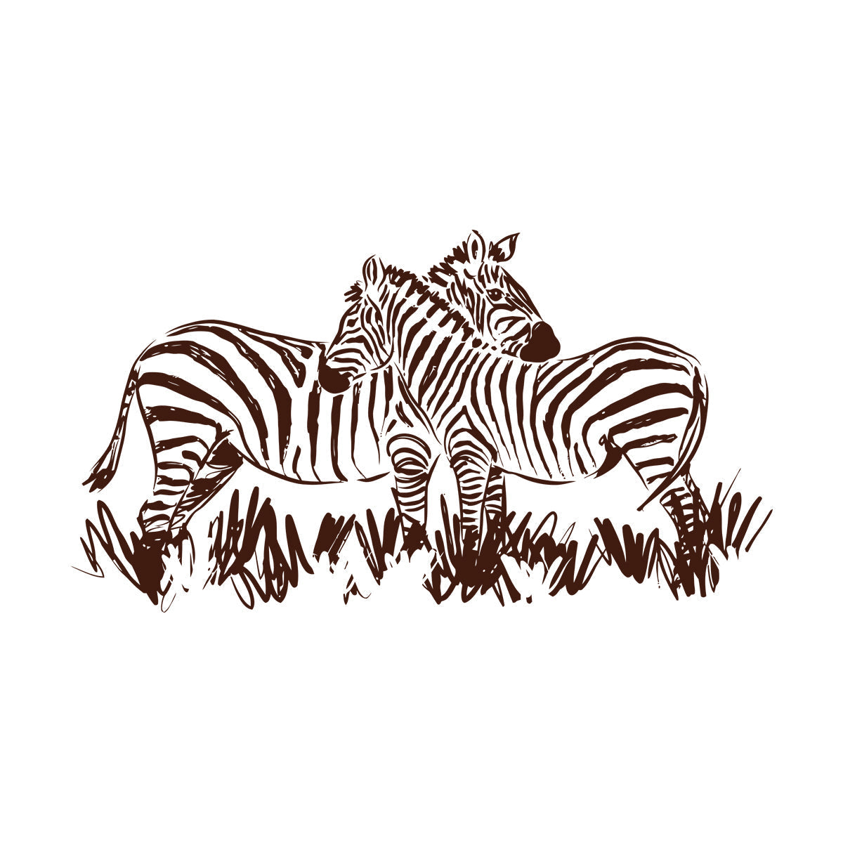 Fine Carving Stickers African Landscape Wild Animals Pair Of Zebras Glass Stickers