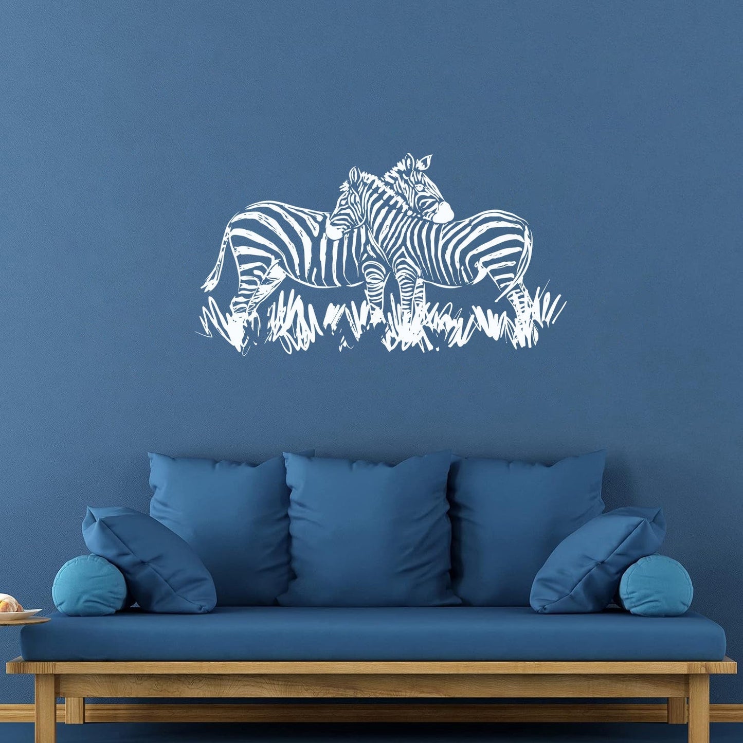 Fine Carving Stickers African Landscape Wild Animals Pair Of Zebras Glass Stickers