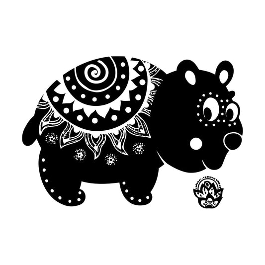 Vinyl Wall Stickers Ethnic Animals Symbols Hippo Kids Art Mural Painting