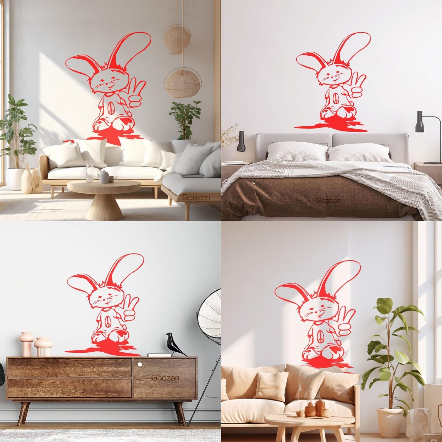 Lettering Decals Cute Peace Bunny Rabbit Animals Teens Tattoo Culture