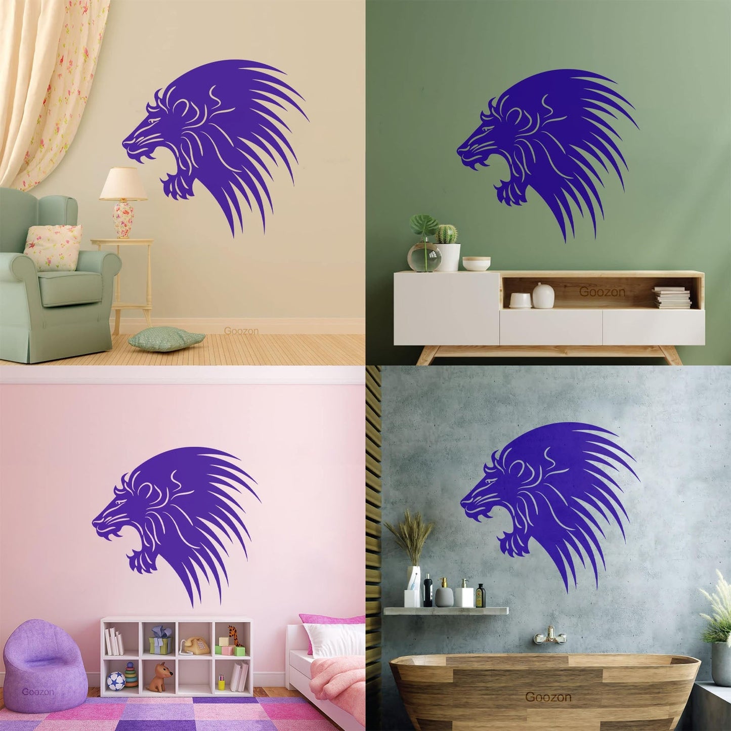 Wall Decals Paster Paper Wild Animals Lion Head Predator Do Not Damage The Wall Surface