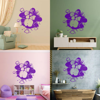 Wall Decals Crack Monkey Kids Funny Animal Equipped With Transfer Film Kit