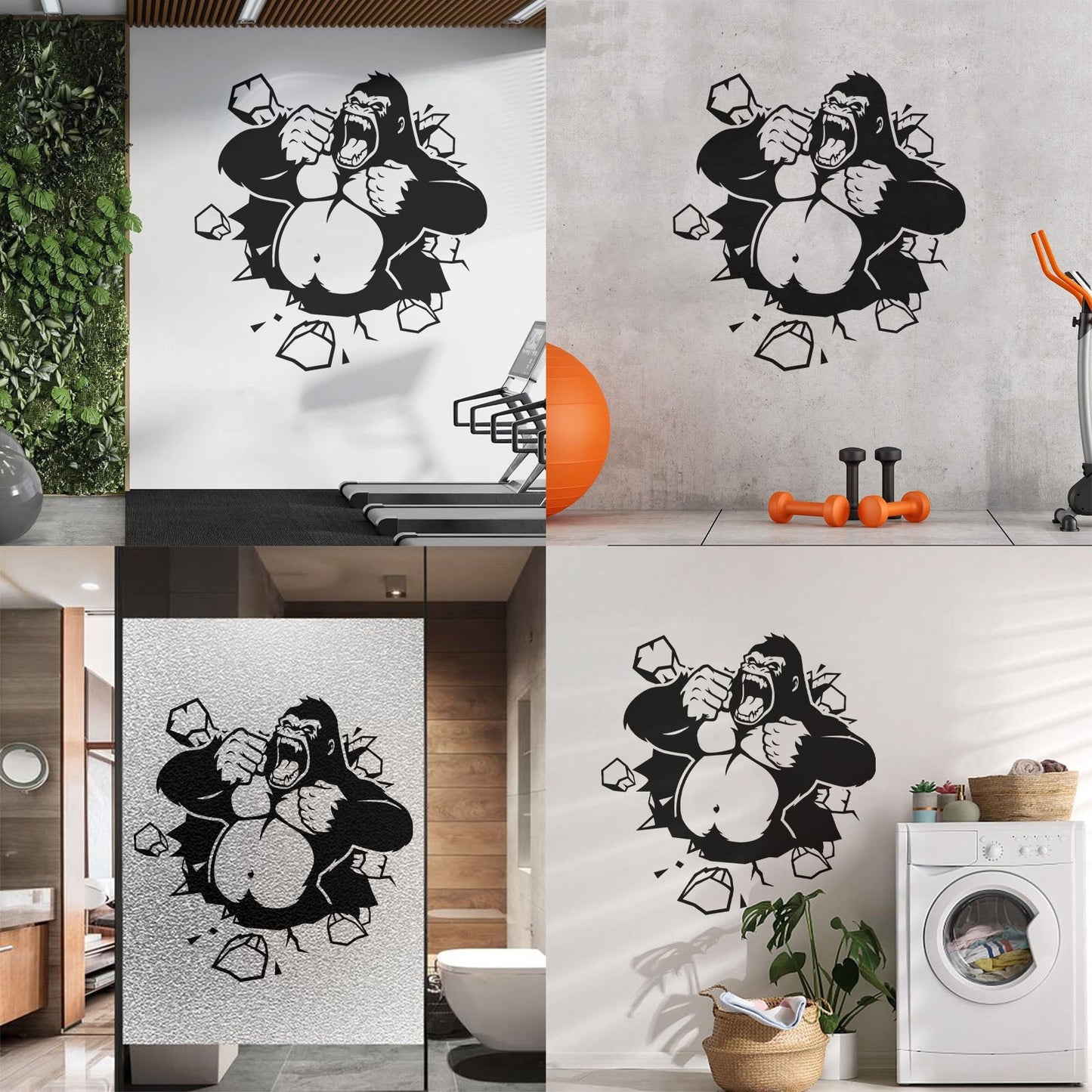 Wall Decals Crack Monkey Kids Funny Animal Equipped With Transfer Film Kit