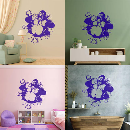 Wall Decals Crack Monkey Kids Funny Animal Equipped With Transfer Film Kit