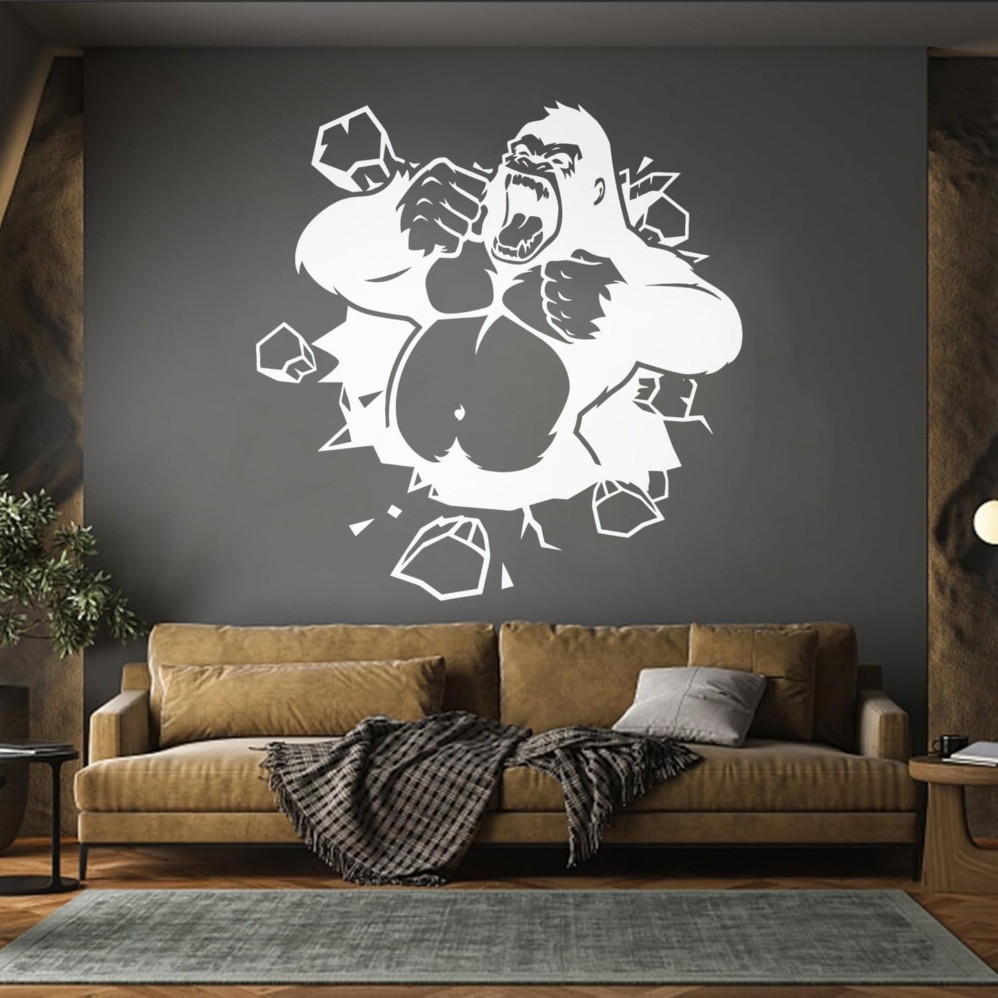 Wall Decals Crack Monkey Kids Funny Animal Equipped With Transfer Film Kit