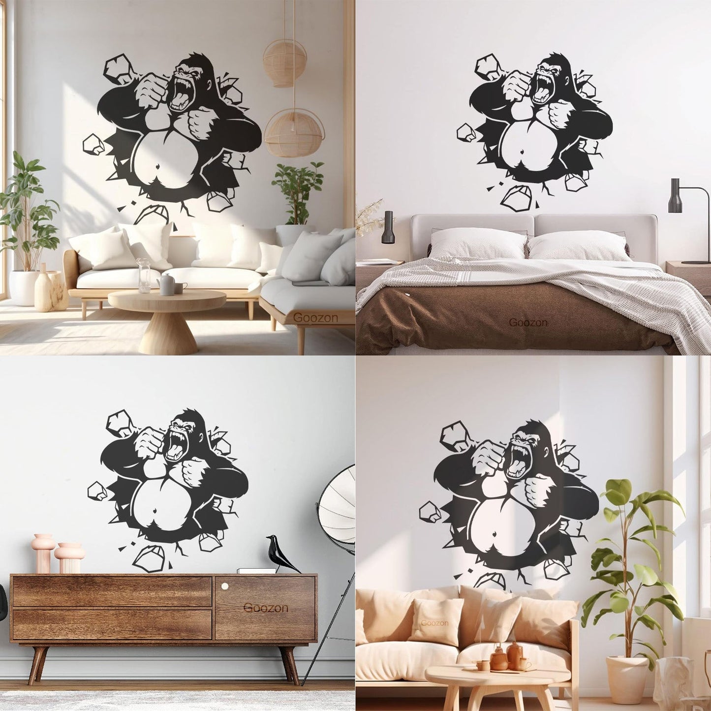 Wall Decals Crack Monkey Kids Funny Animal Equipped With Transfer Film Kit