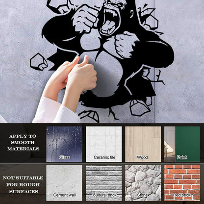 Wall Decals Crack Monkey Kids Funny Animal Equipped With Transfer Film Kit