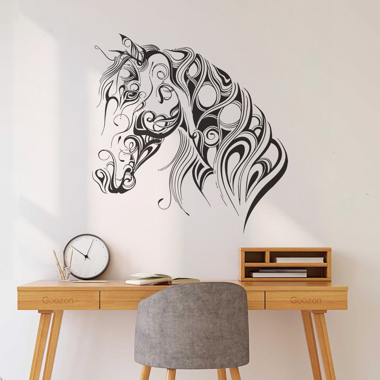 Engraving Decals Pattern Horse Head Animal Racehorse Mane Art Mural Painting