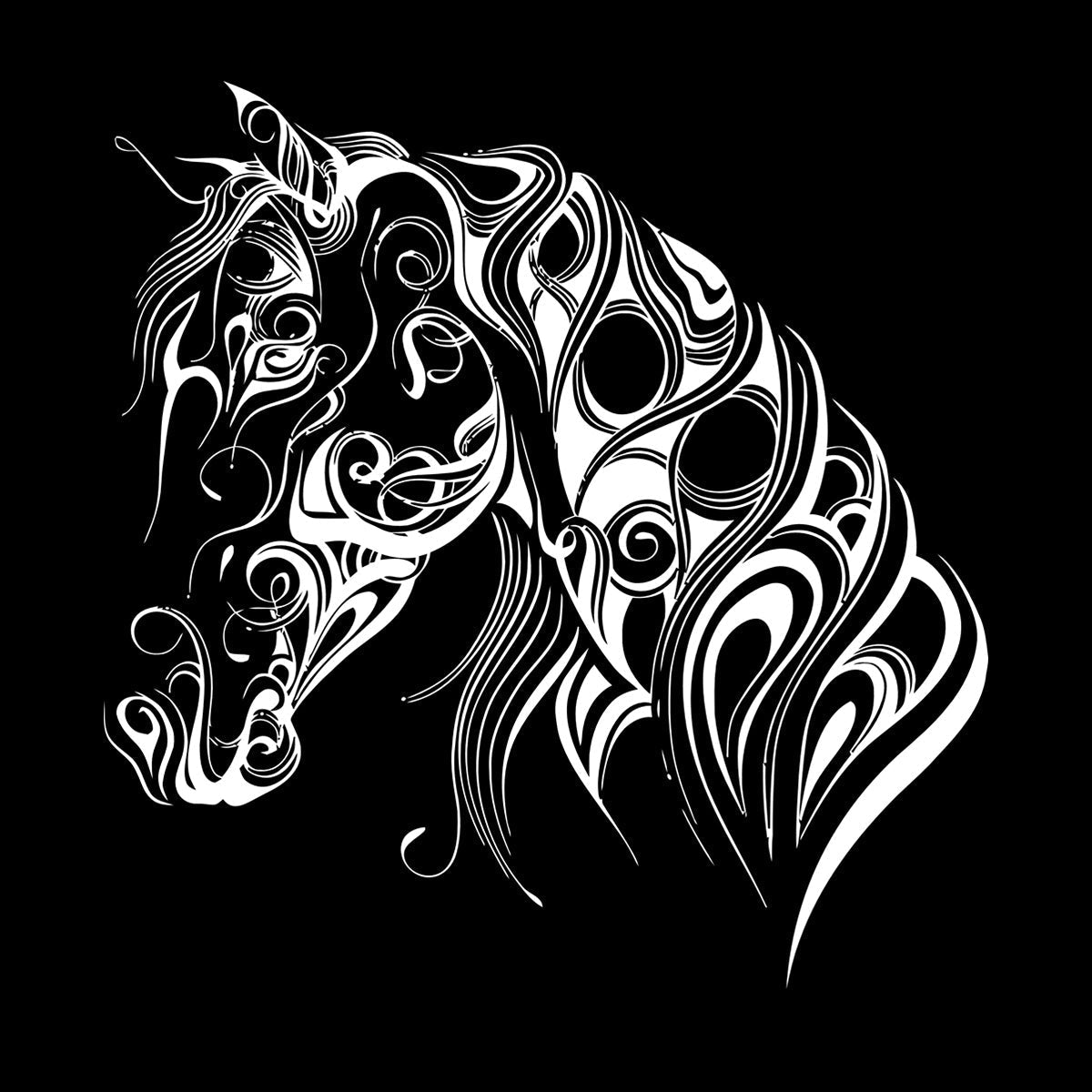 Engraving Decals Pattern Horse Head Animal Racehorse Mane Art Mural Painting