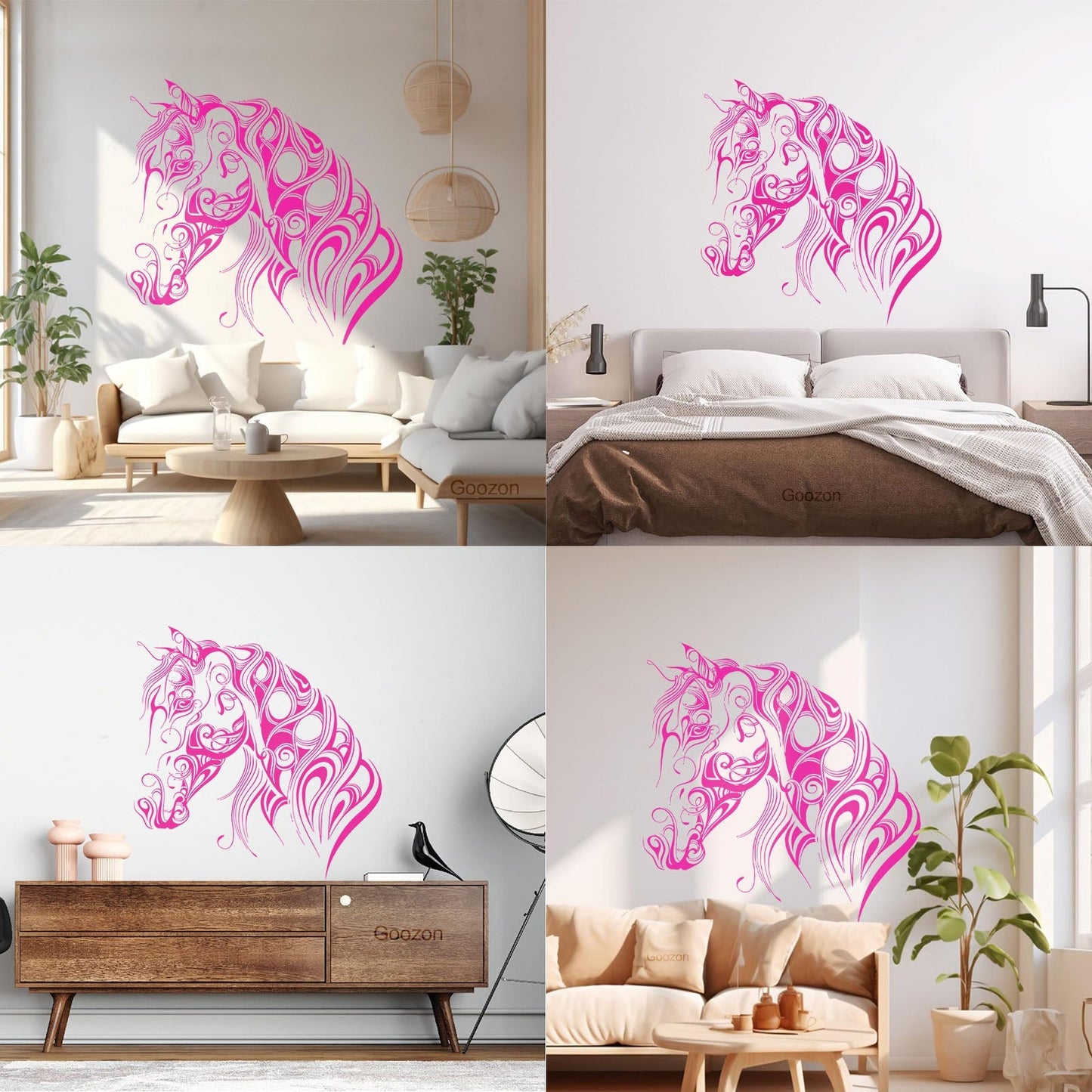 Engraving Decals Pattern Horse Head Animal Racehorse Mane Art Mural Painting
