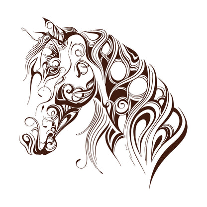 Engraving Decals Pattern Horse Head Animal Racehorse Mane Art Mural Painting