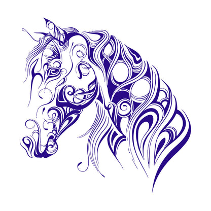 Engraving Decals Pattern Horse Head Animal Racehorse Mane Art Mural Painting