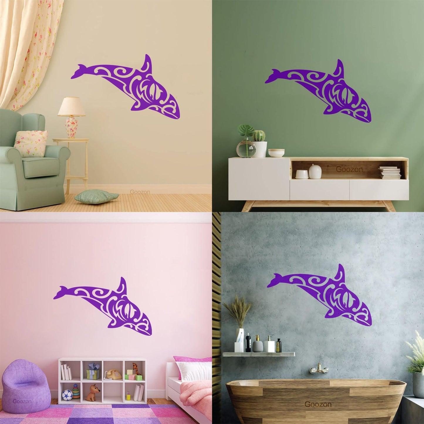 Sea Predator Animal Grampus Tattoo Style Mural And Wall Vinyl Decal Multiple Size Options