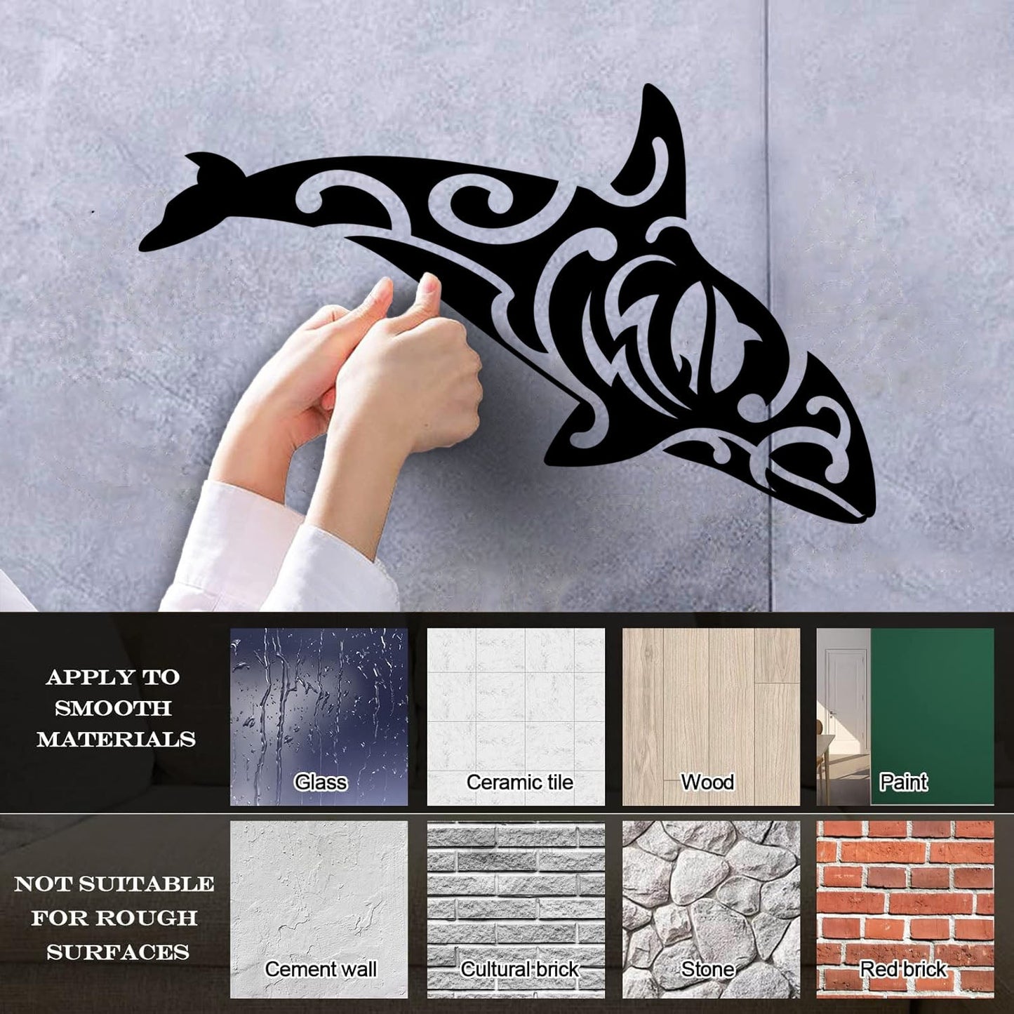 Sea Predator Animal Grampus Tattoo Style Mural And Wall Vinyl Decal Multiple Size Options