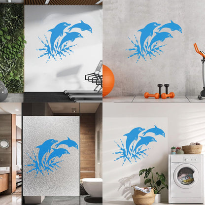 Wall Stickers Paster Paper Window Graphics And Dolphins Marine Animals Ocean Waterproof