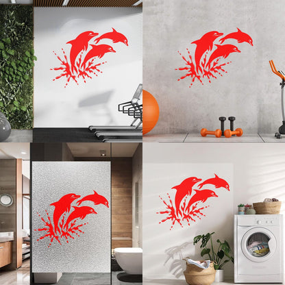 Wall Stickers Paster Paper Window Graphics And Dolphins Marine Animals Ocean Waterproof