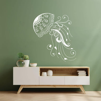 Fine Carving Decals Jellyfish Sea Animal Beach Style Marine Art Decoration