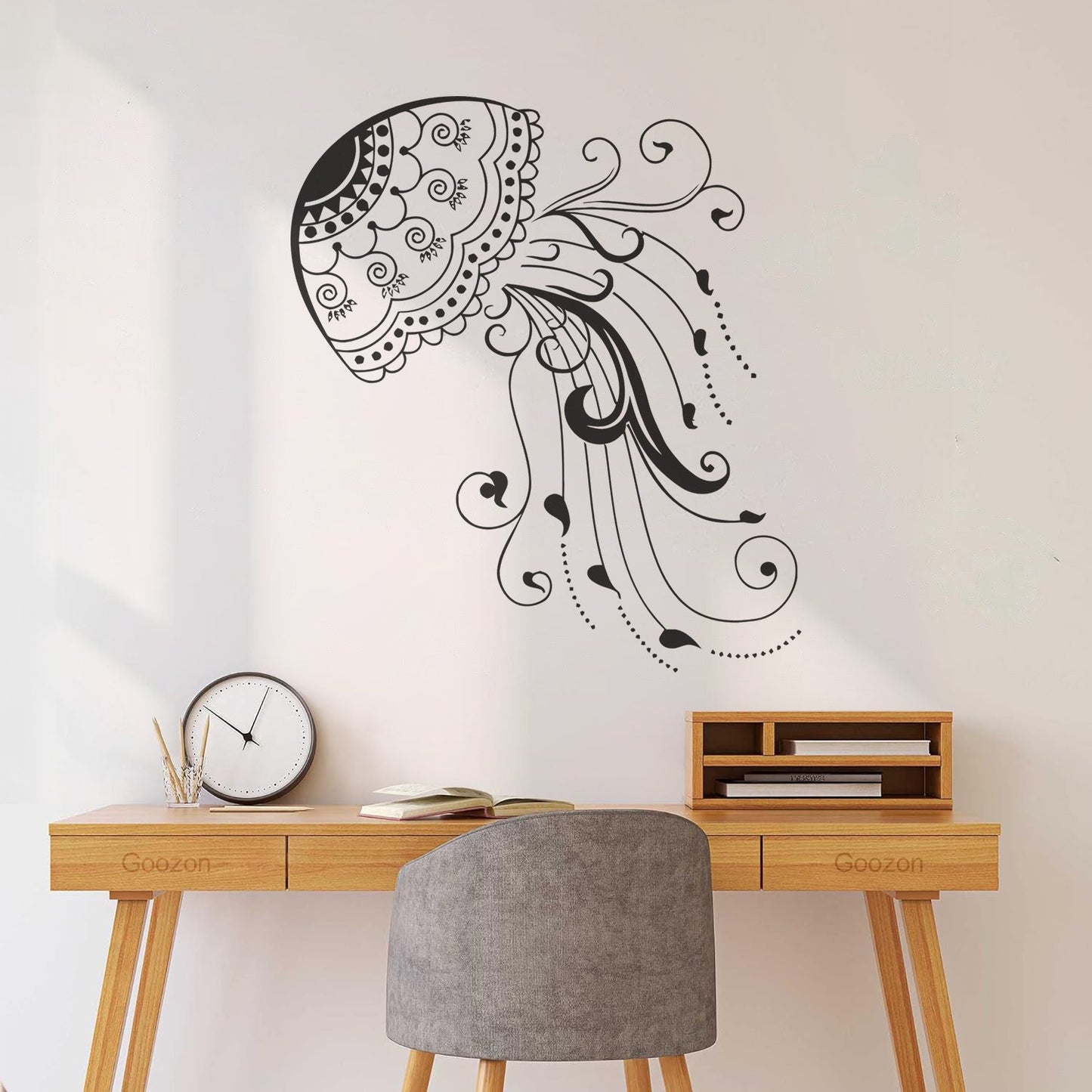 Fine Carving Decals Jellyfish Sea Animal Beach Style Marine Art Decoration