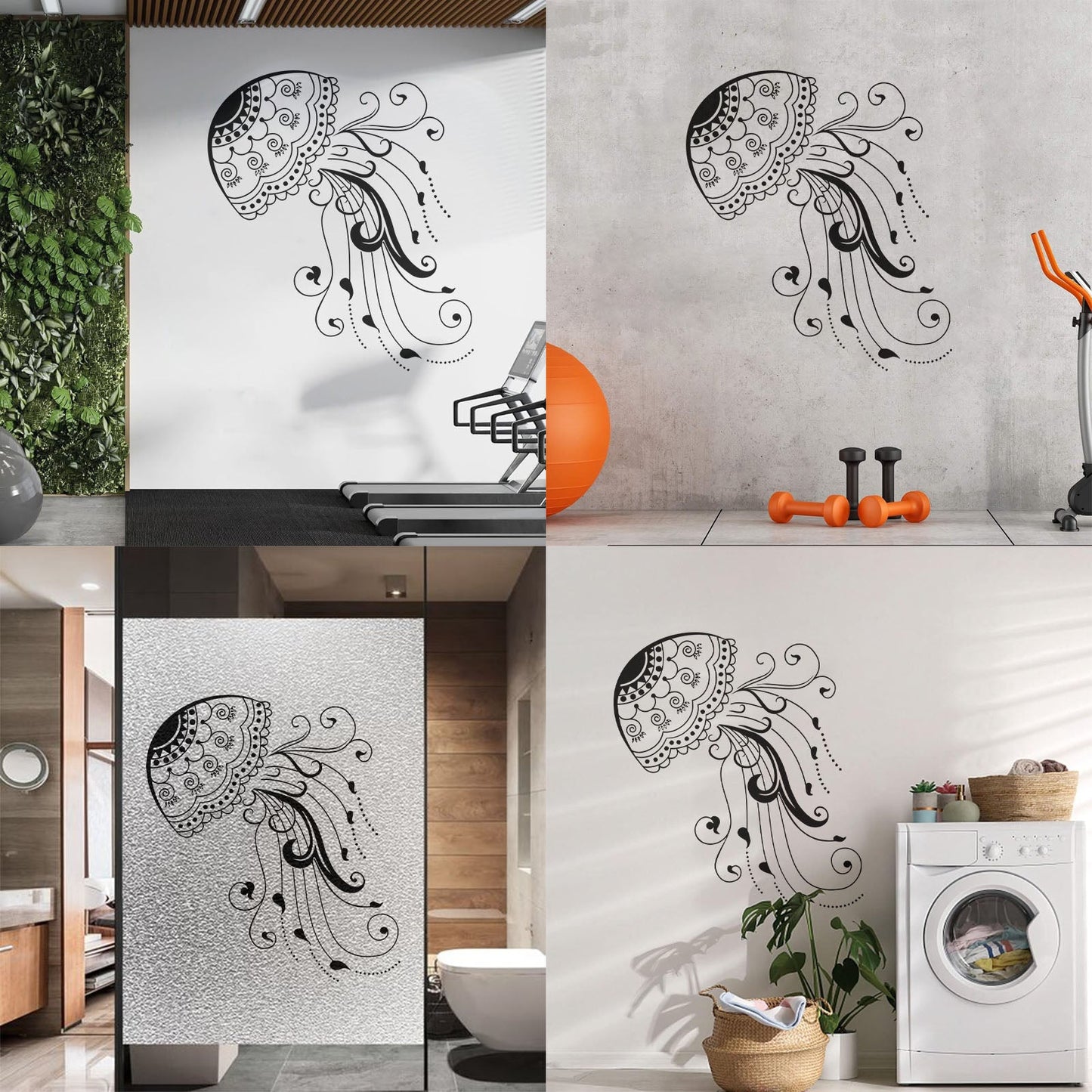Fine Carving Decals Jellyfish Sea Animal Beach Style Marine Art Decoration