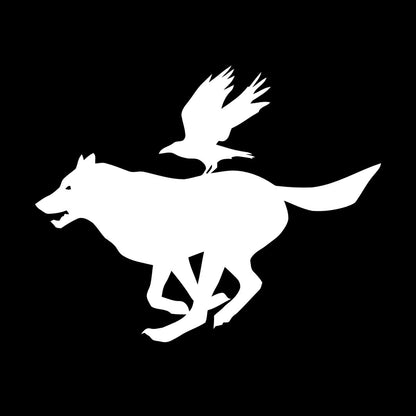 Vinyl Art Sticker Wolf And Bird Running Animal Silhouette Wild Wall Beautification