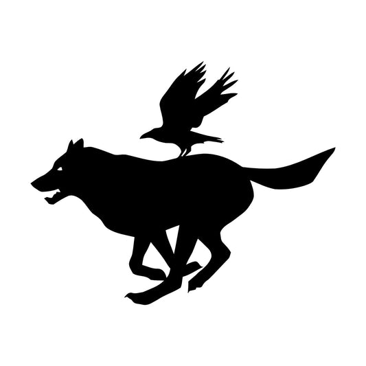 Vinyl Art Sticker Wolf And Bird Running Animal Silhouette Wild Wall Beautification