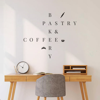 Vinyl Wall Stickers Lettering Kitchen Bakery Pastry Coffee Cafe Rolling Pin Removable Without Leaving Glue