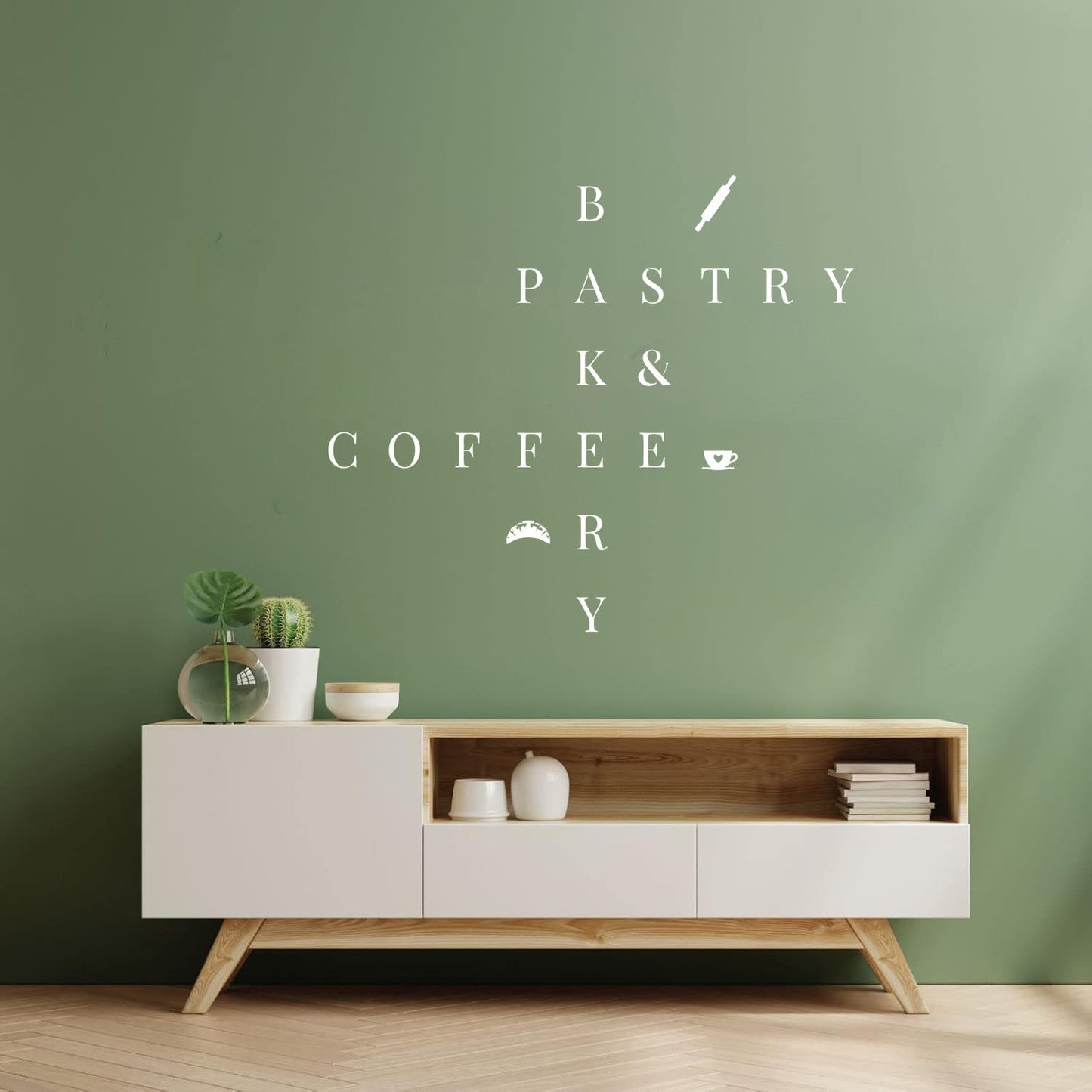 Vinyl Wall Stickers Lettering Kitchen Bakery Pastry Coffee Cafe Rolling Pin Removable Without Leaving Glue