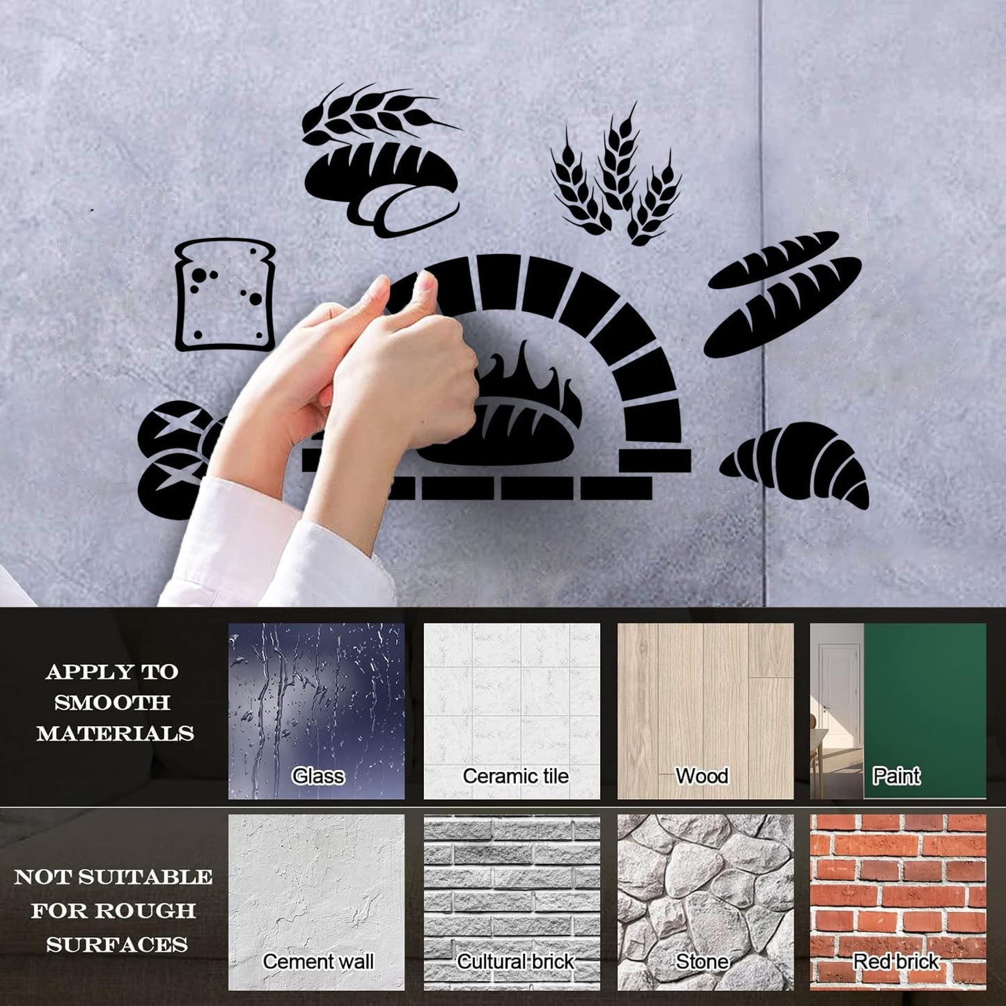 Engraving Stickers Bakery Oven House Fresh Bread Kitchen Waterproof